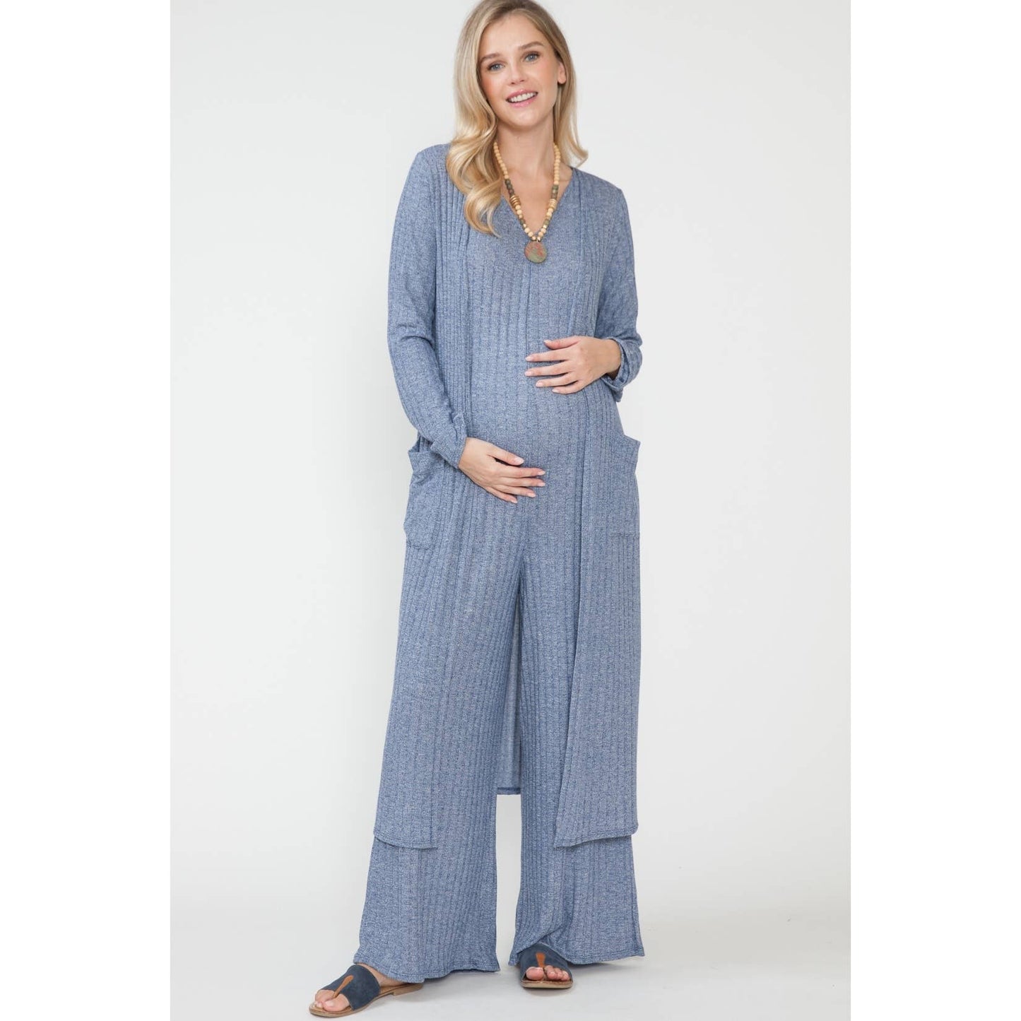 Maternity Jumpsuit & long Cardigan | 2 of set| Blue
