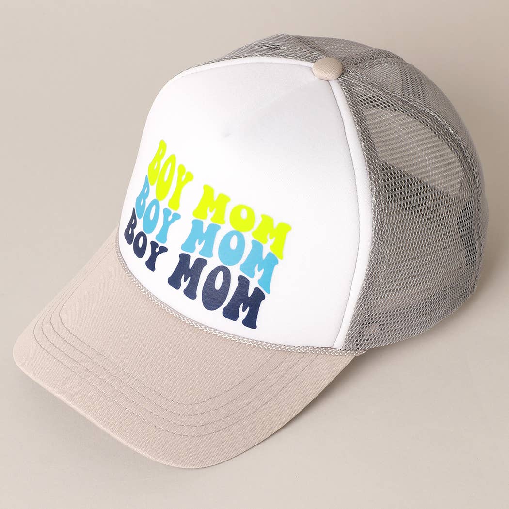 BOY MOM Foam Trucker Hat: ONE SIZE / GREY