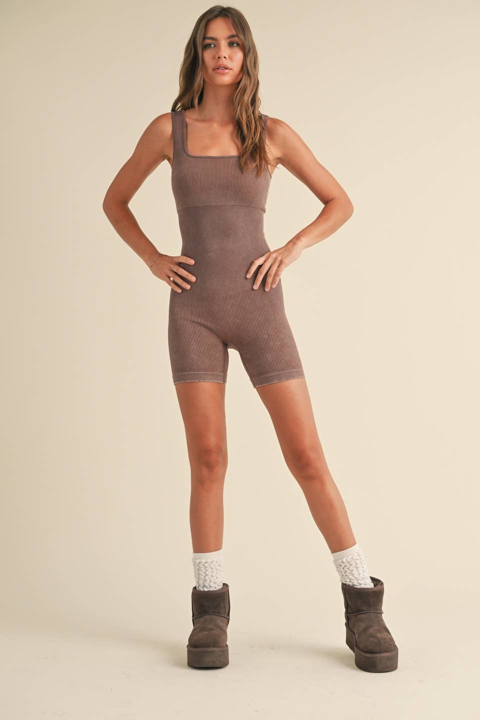 Emery Essential Ribbed Romper: Bump Friendly