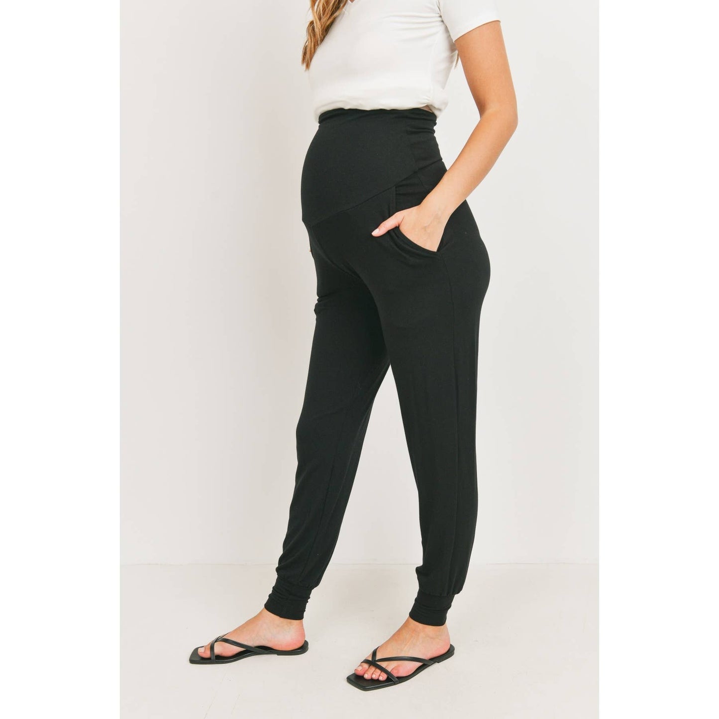 Foldover Maternity Knit Jogger Pants
