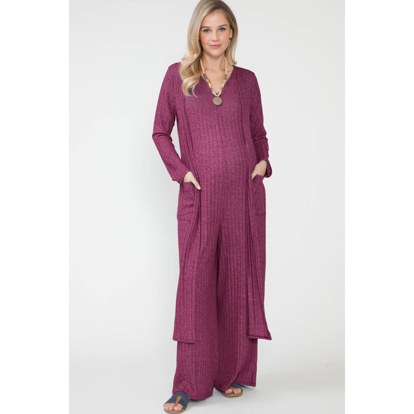 Maternity Maxi Jumpsuit & Long Cardigan | 2 pc Set|