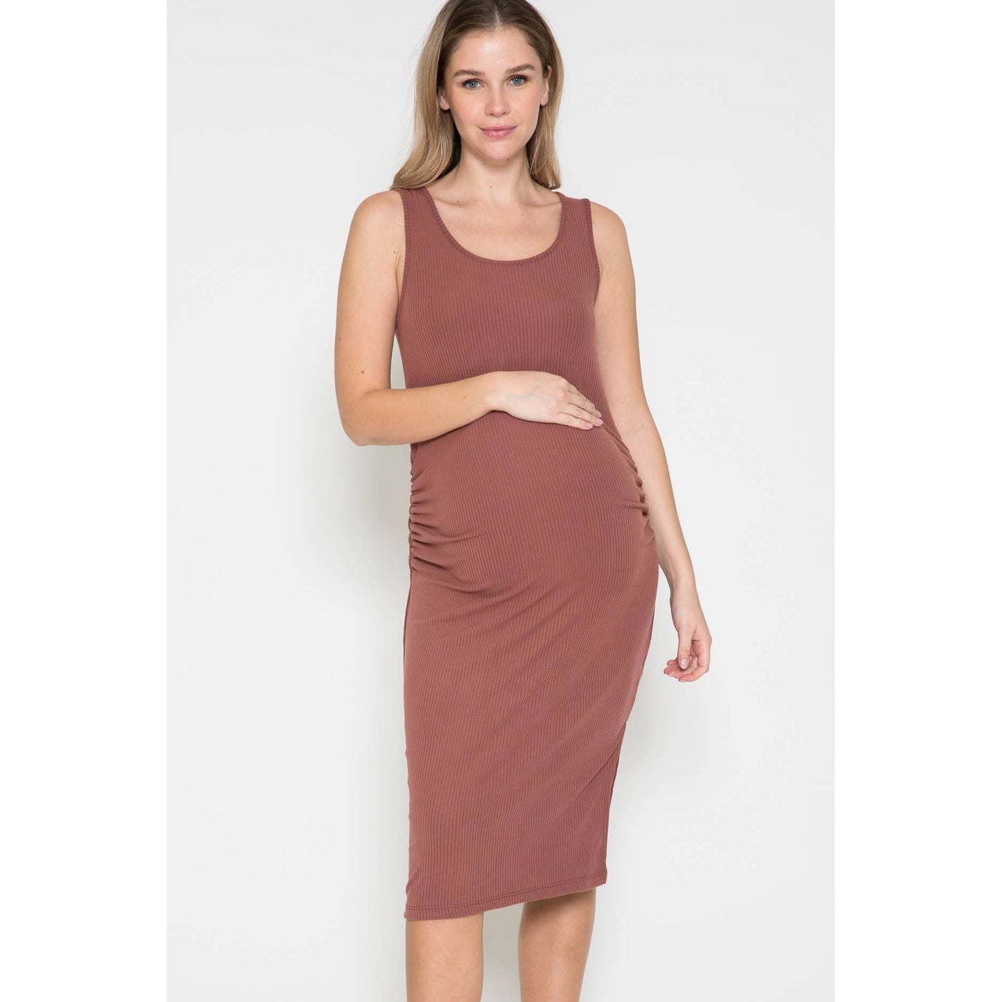 Mira Maternity Rib Midi Dress