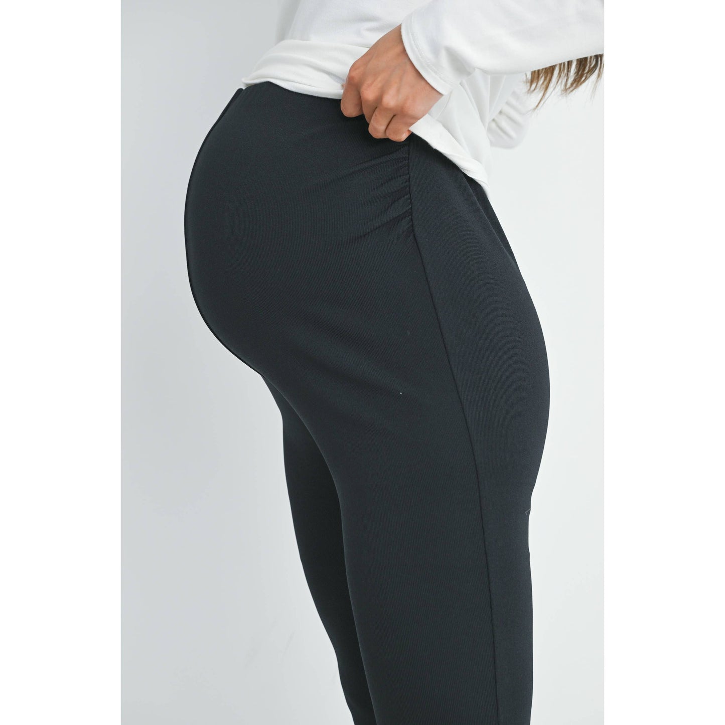 High-Rise Ribbed Pants | Maternity