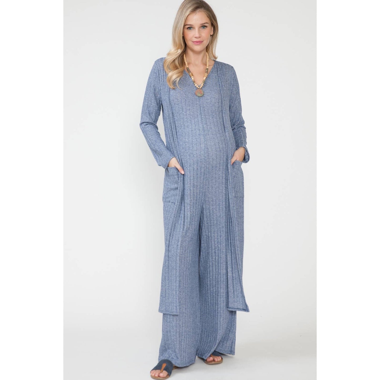 Maternity Jumpsuit & long Cardigan | 2 of set| Blue