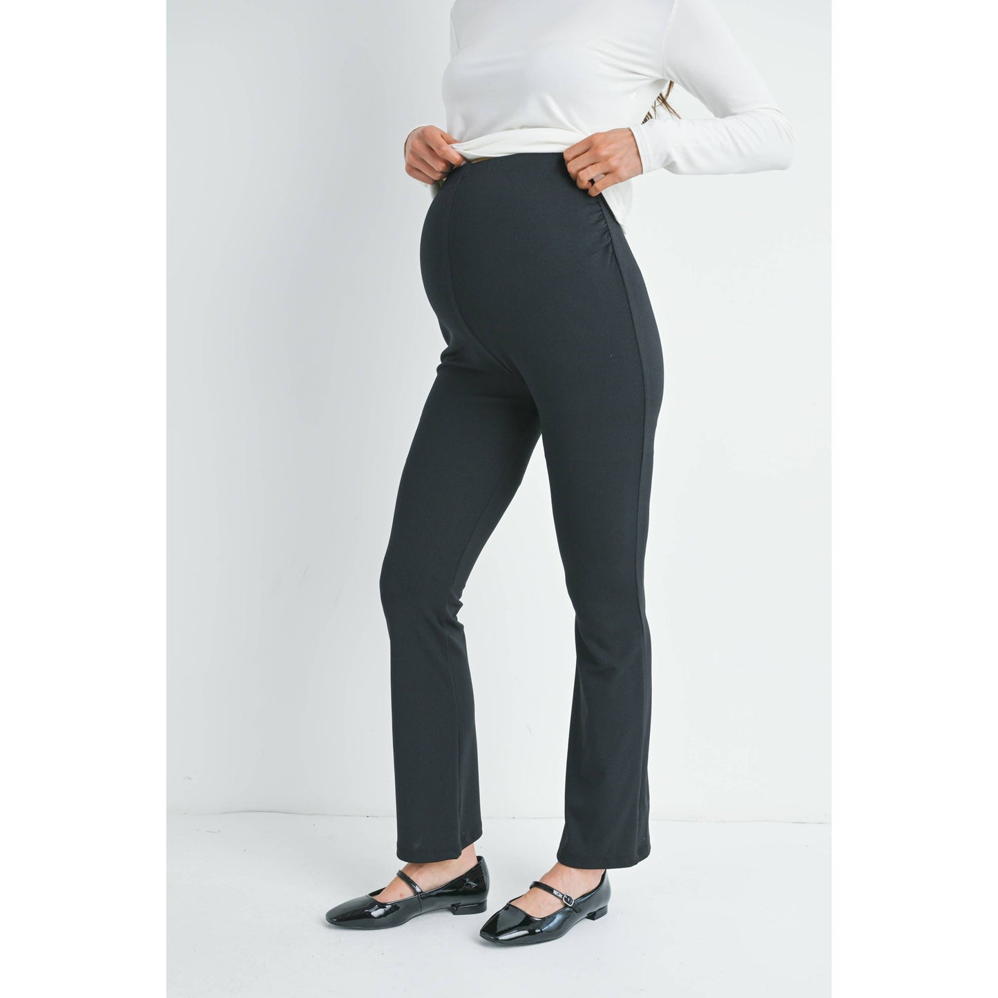 High-Rise Ribbed Pants | Maternity