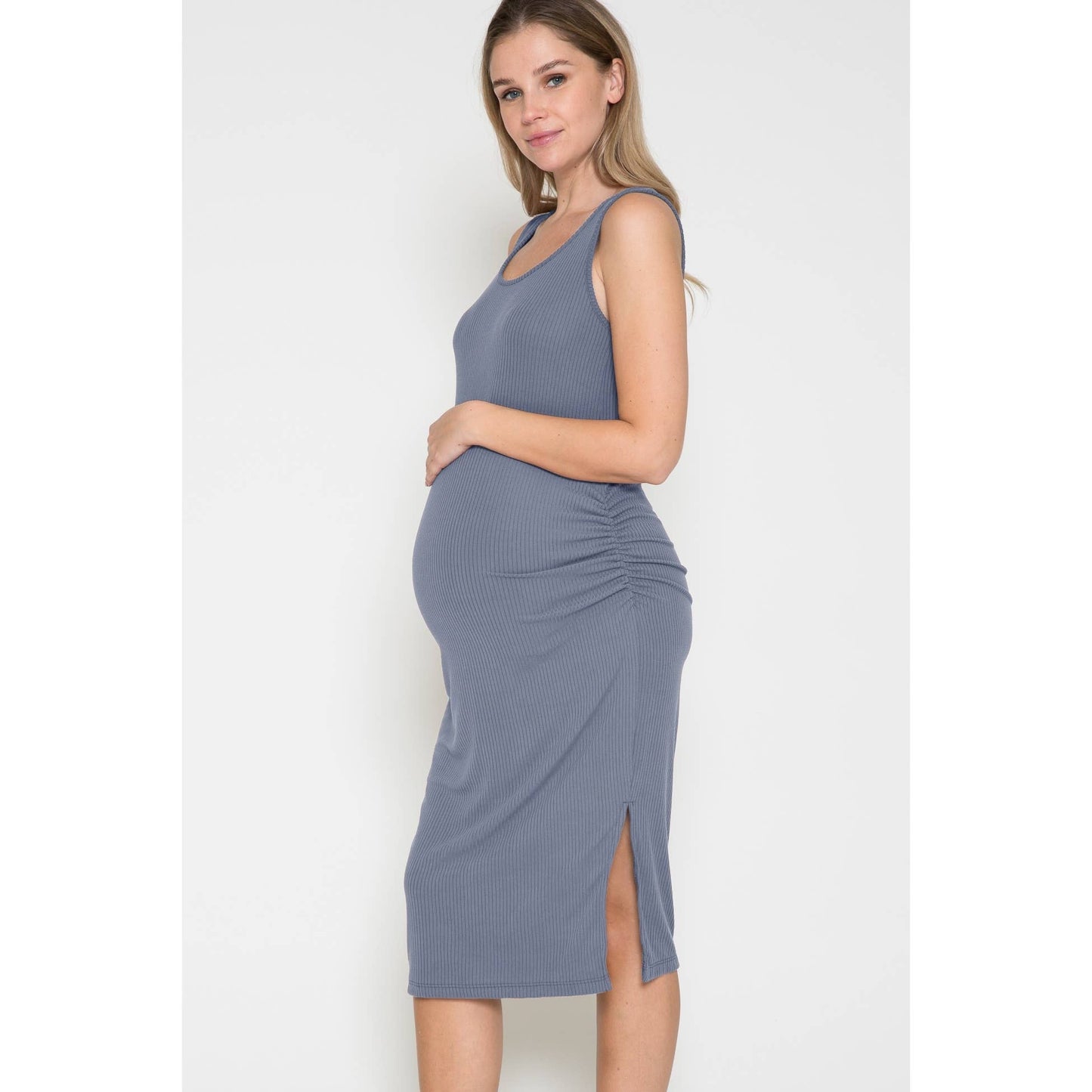 Mira Maternity Rib Midi Dress