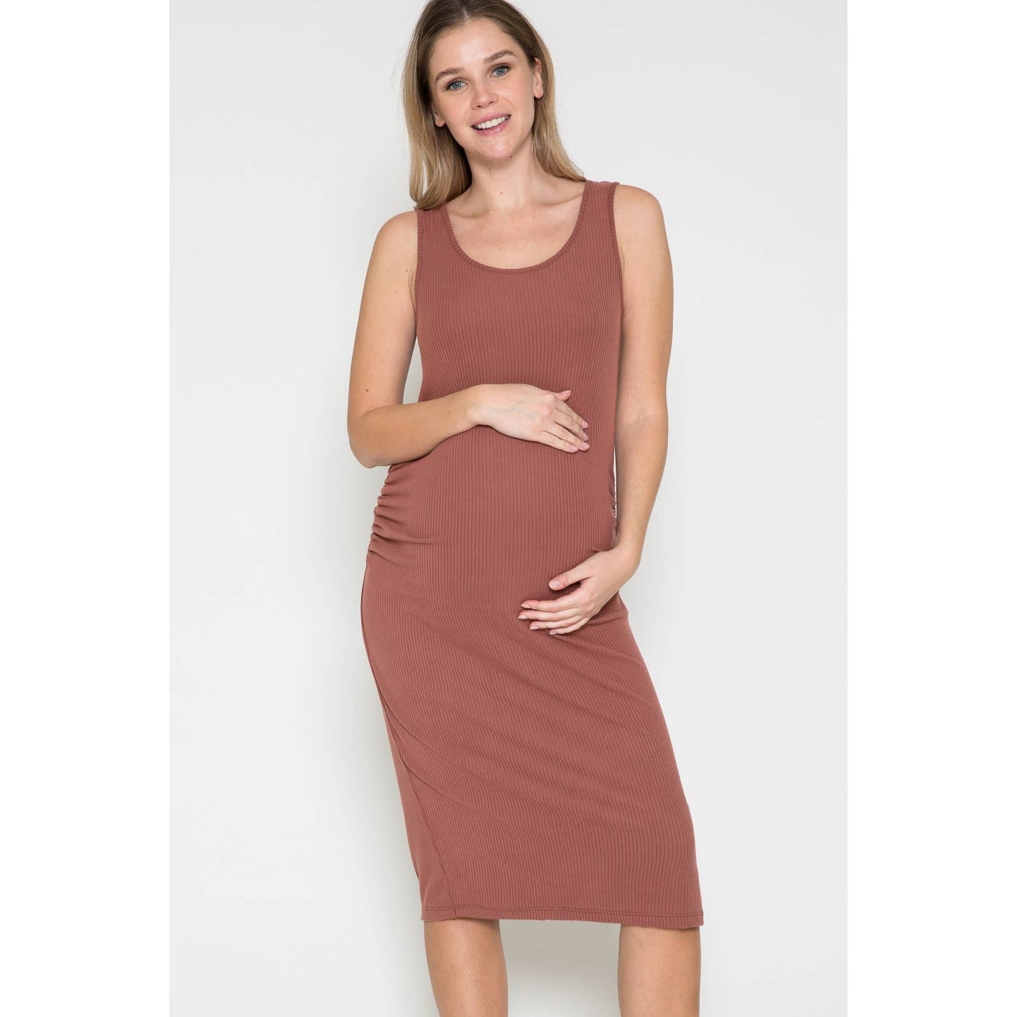 Mira Maternity Rib Midi Dress