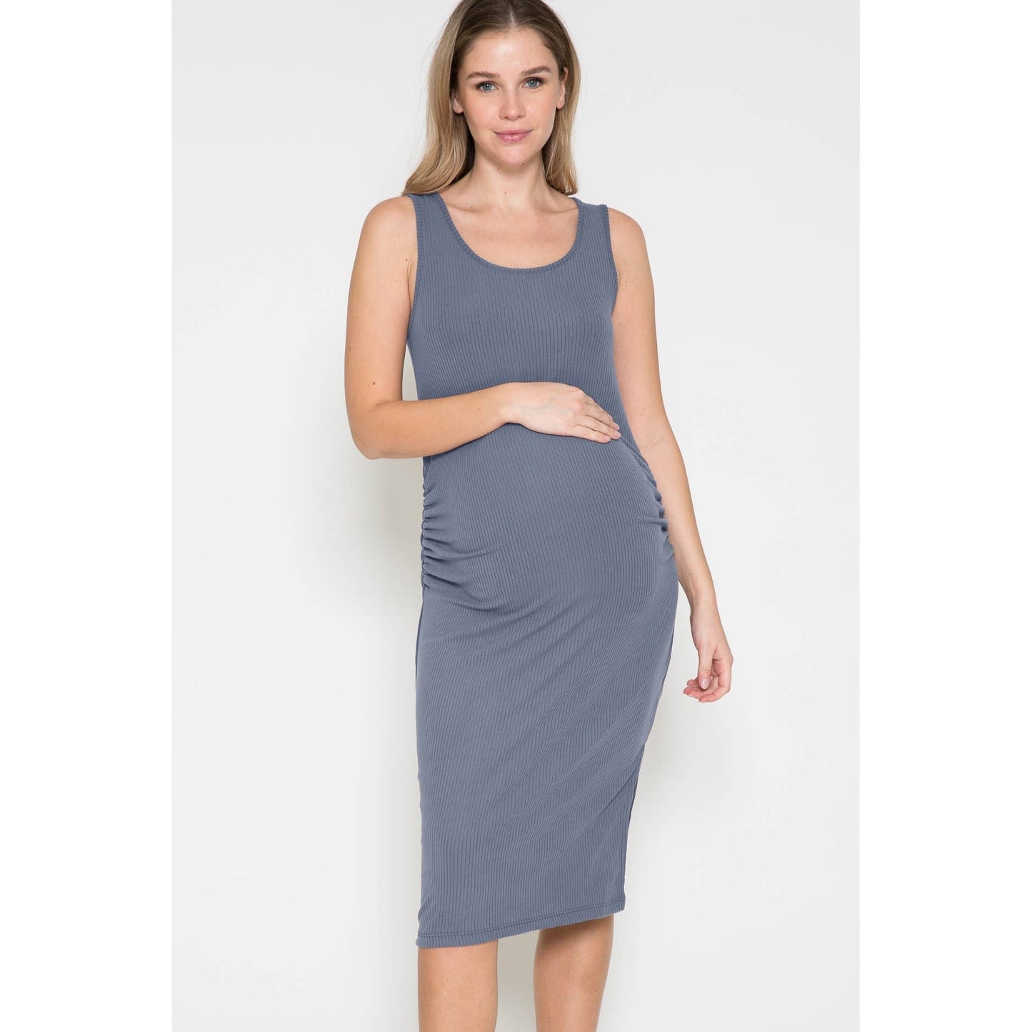 Mira Maternity Rib Midi Dress