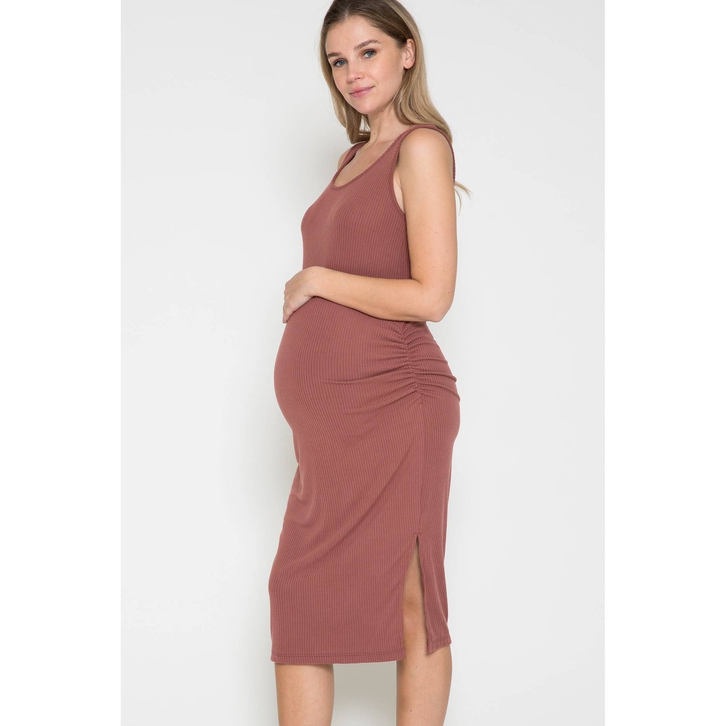 Mira Maternity Rib Midi Dress