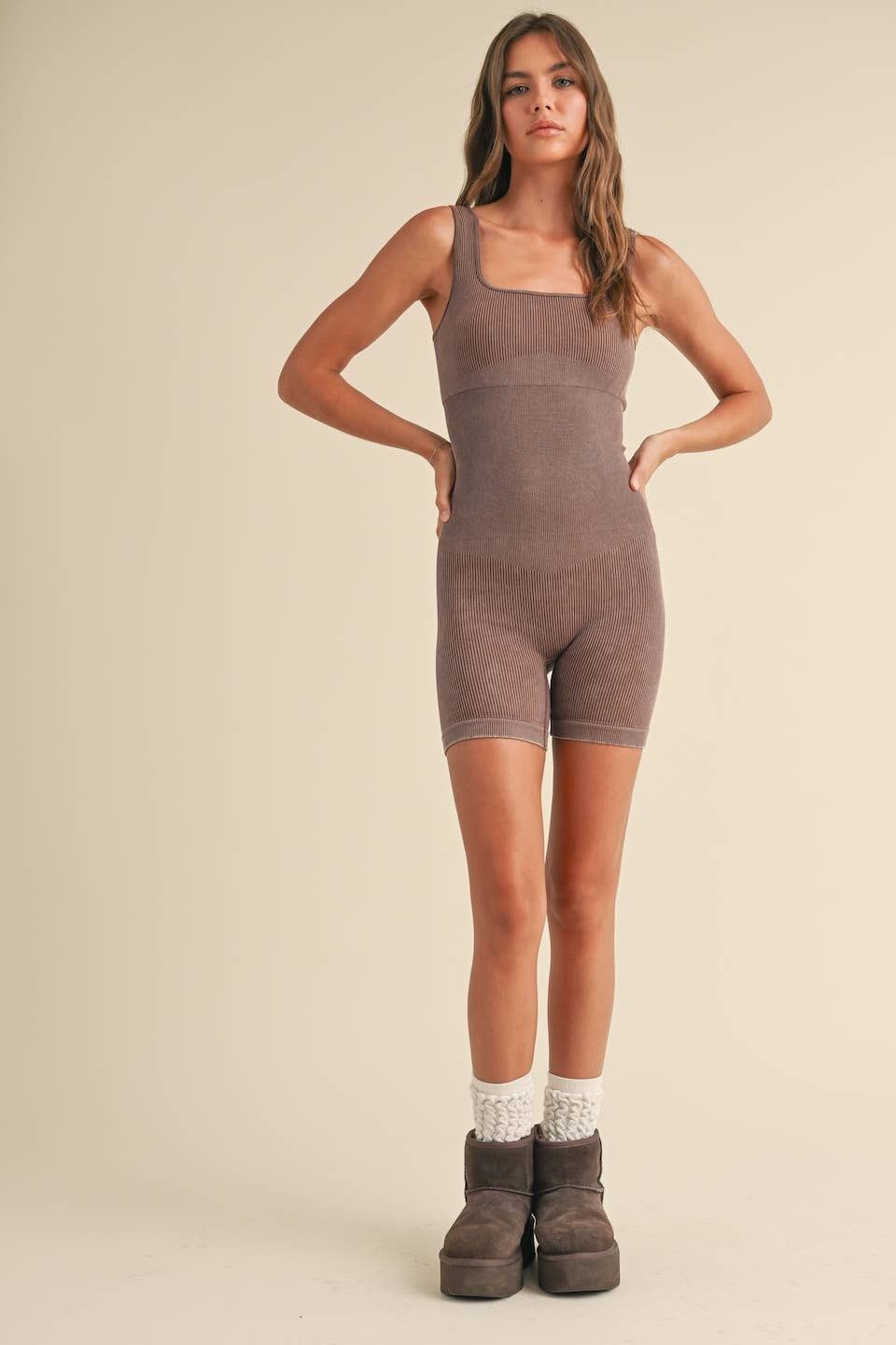 Emery Essential Ribbed Romper: Bump Friendly