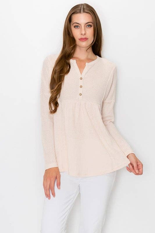 Henlee  Waffle Knit Baby Doll Top