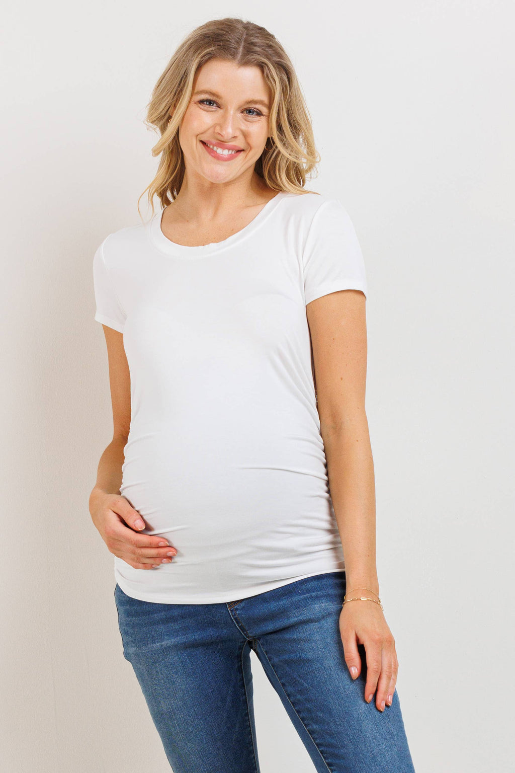 Ruched Short Sleeve Maternity T-Shirt