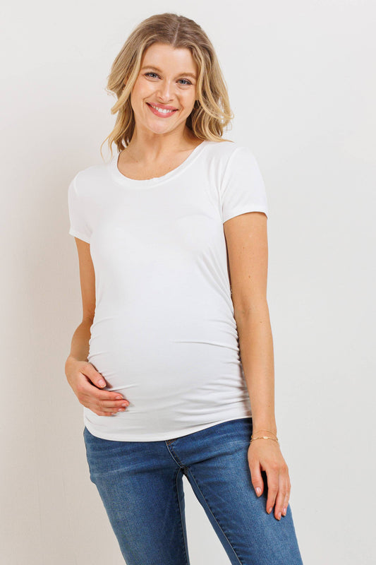 Ruched Short Sleeve Maternity T-Shirt