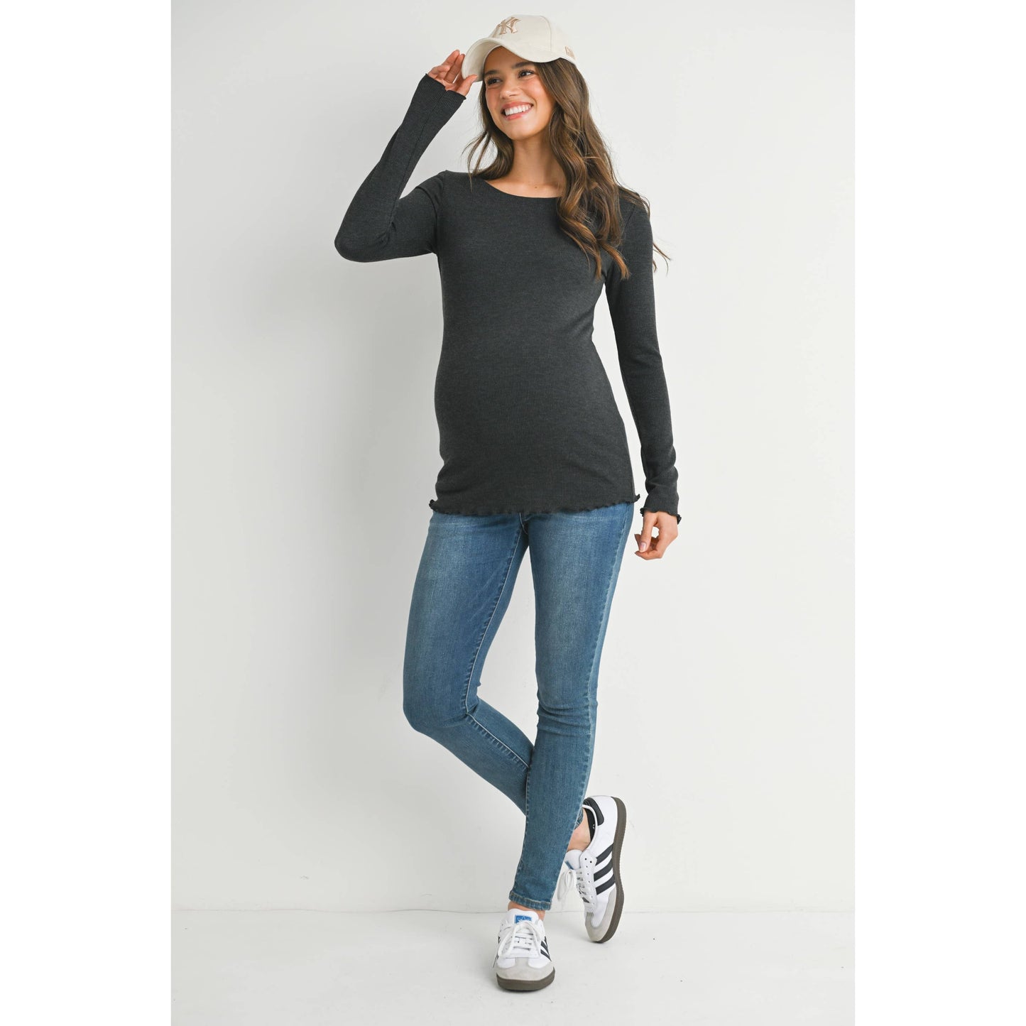 Ribbed Long Sleeve Maternity Knit Top