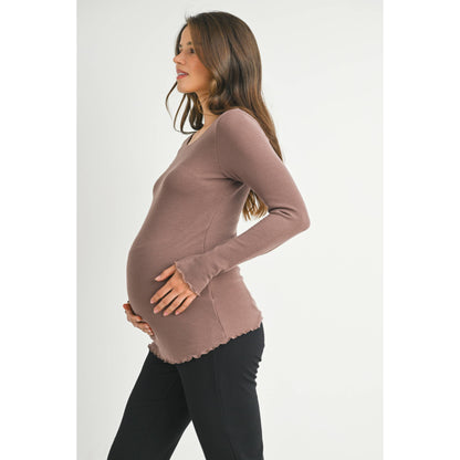 Ribbed Long Sleeve Maternity Knit Top