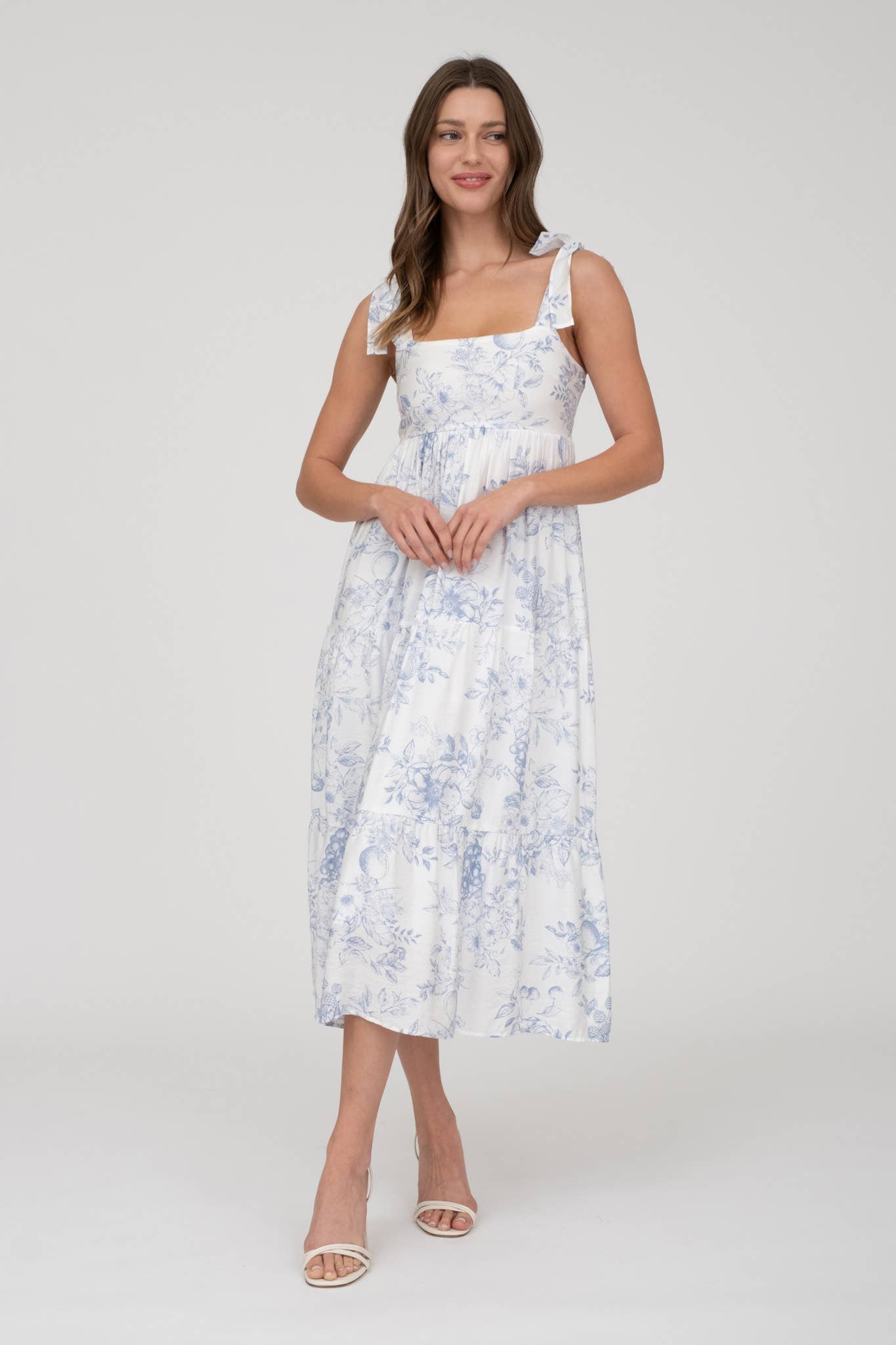 Blossom| Tiered Tie sleeve Midi Dress | Transitional