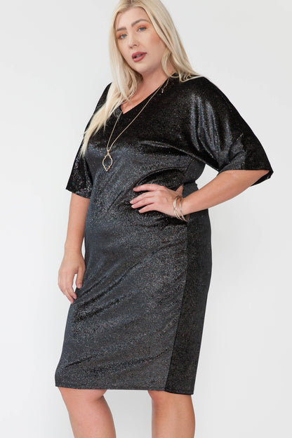 Little Black Glitter Dress | Curvy | Regular Fit