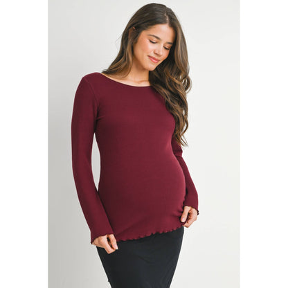 Ribbed Long Sleeve Maternity Knit Top