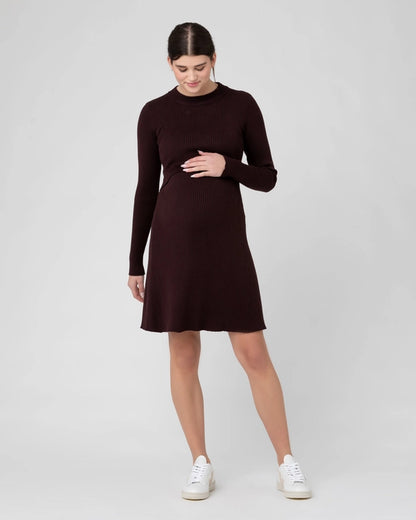 Hailey Rib Knit Dress | Chocolate | Maternity & Nursing