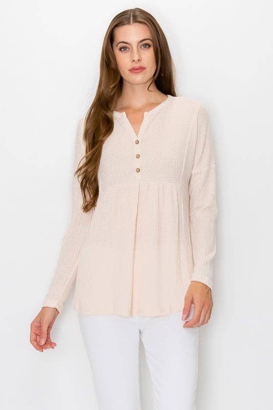 Henlee  Waffle Knit Baby Doll Top