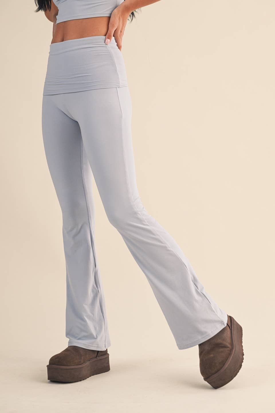 Soft Knit Foldover Flare Pants