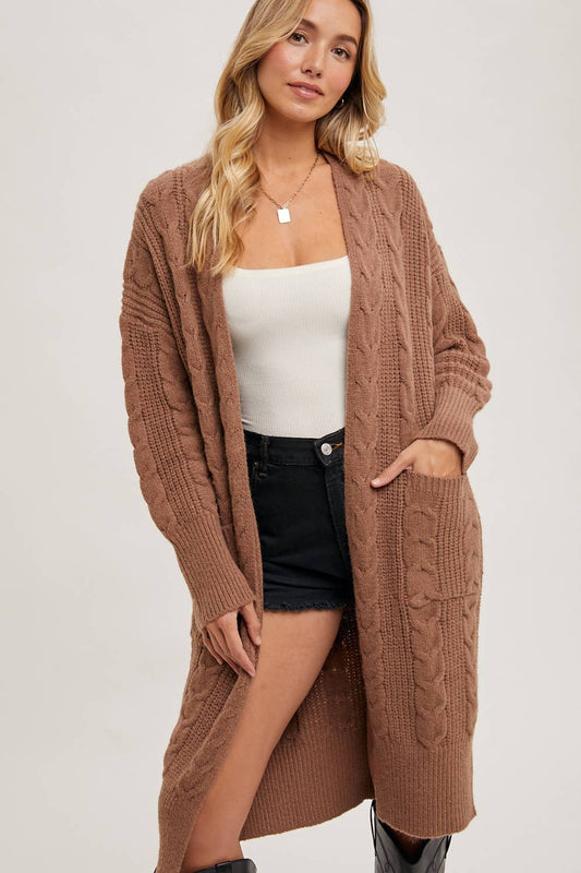 Clara Cable Knit Cardigan | Mocha |