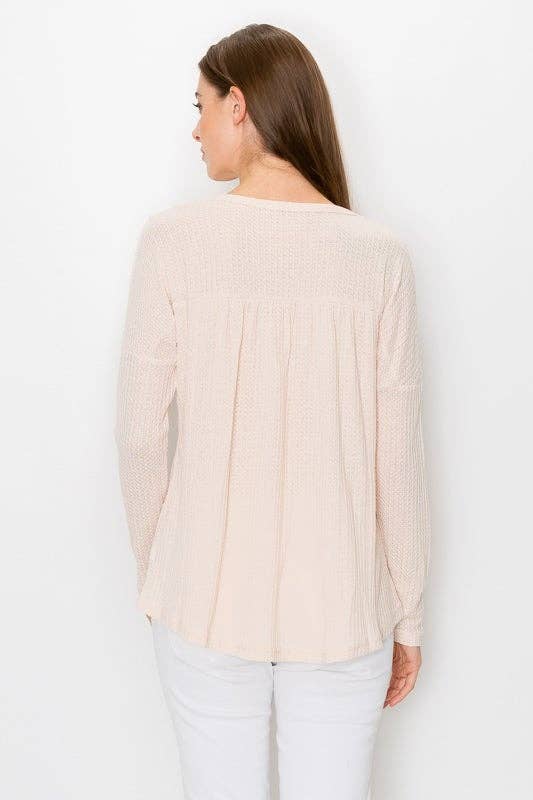 Henlee  Waffle Knit Baby Doll Top