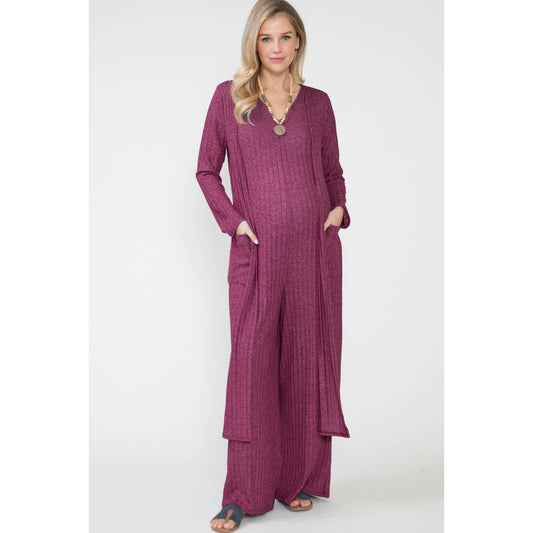 Maternity Maxi Jumpsuit & Long Cardigan | 2 pc Set|