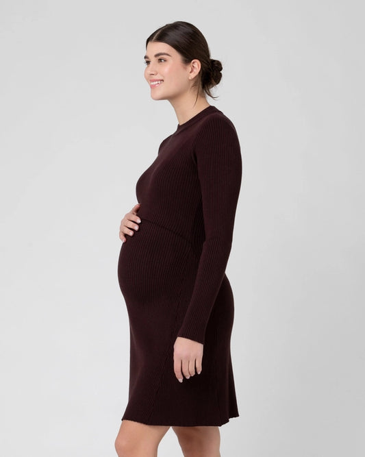 Hailey Rib Knit Dress | Chocolate | Maternity & Nursing