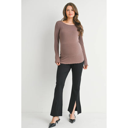 Ribbed Long Sleeve Maternity Knit Top