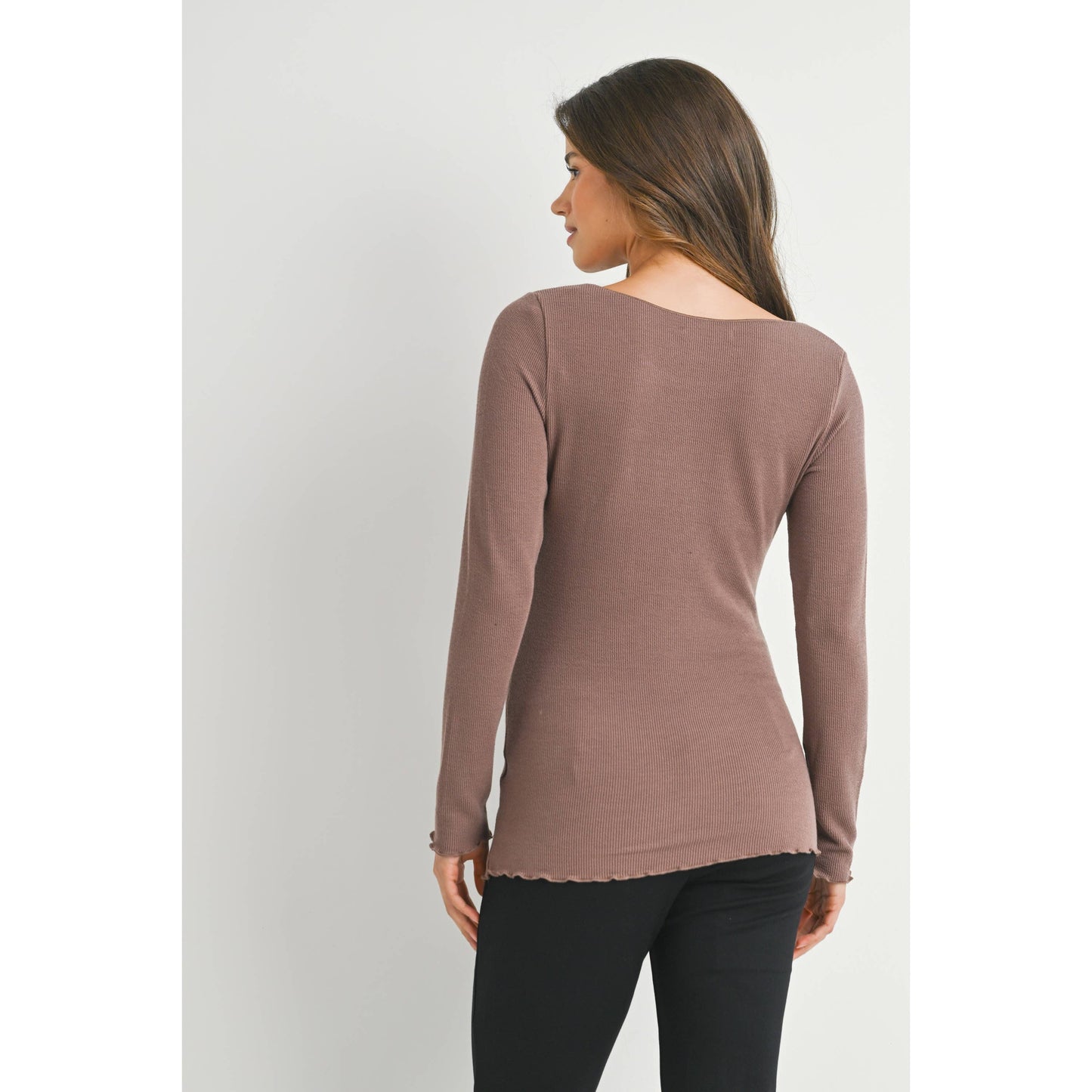 Ribbed Long Sleeve Maternity Knit Top