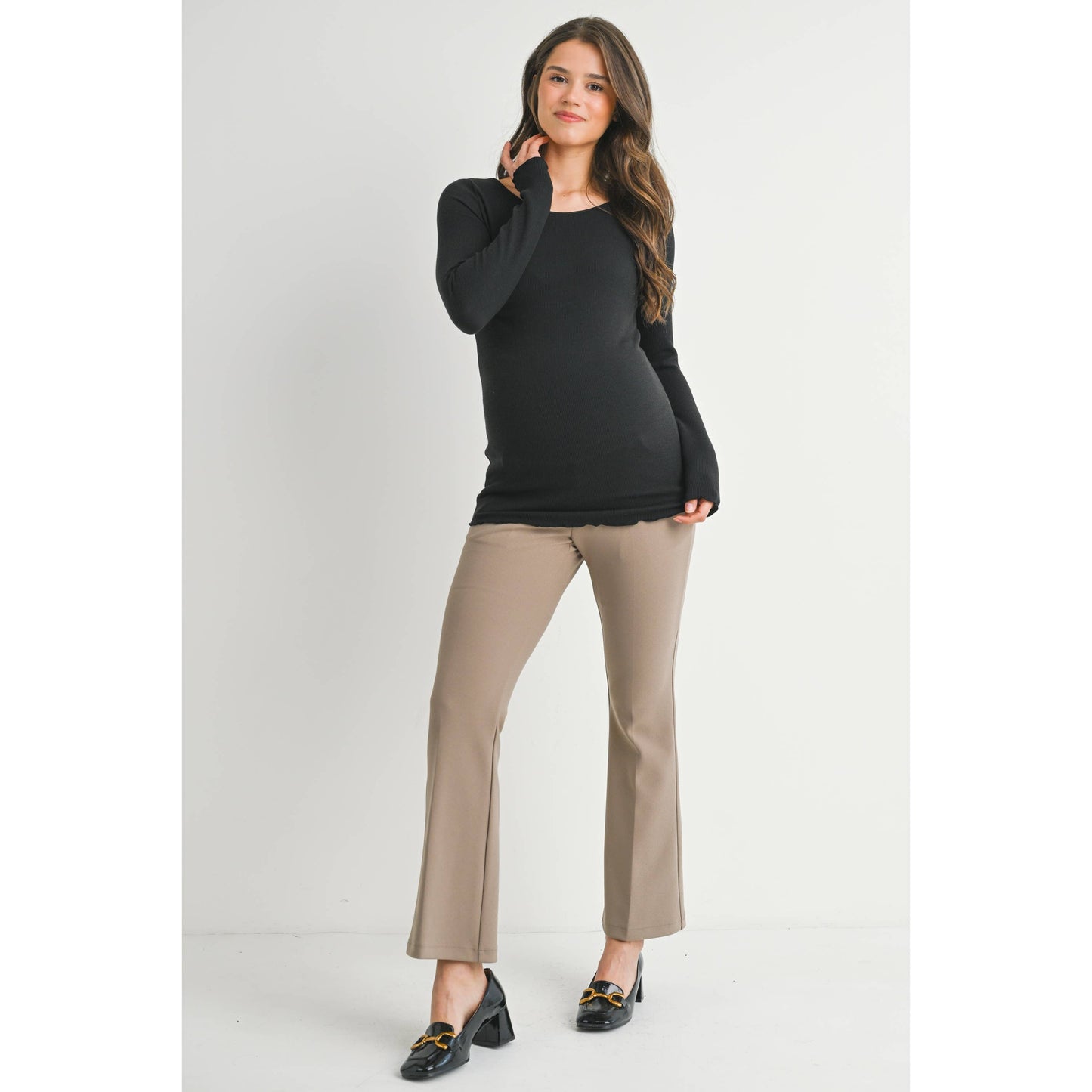 Ribbed Long Sleeve Maternity Knit Top