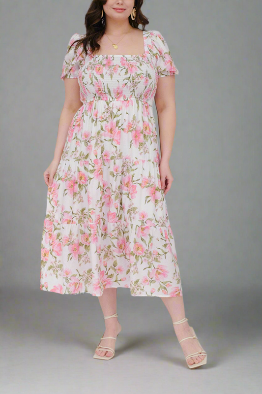 Flora Smocked Midi | Curvy | Bump Friendly