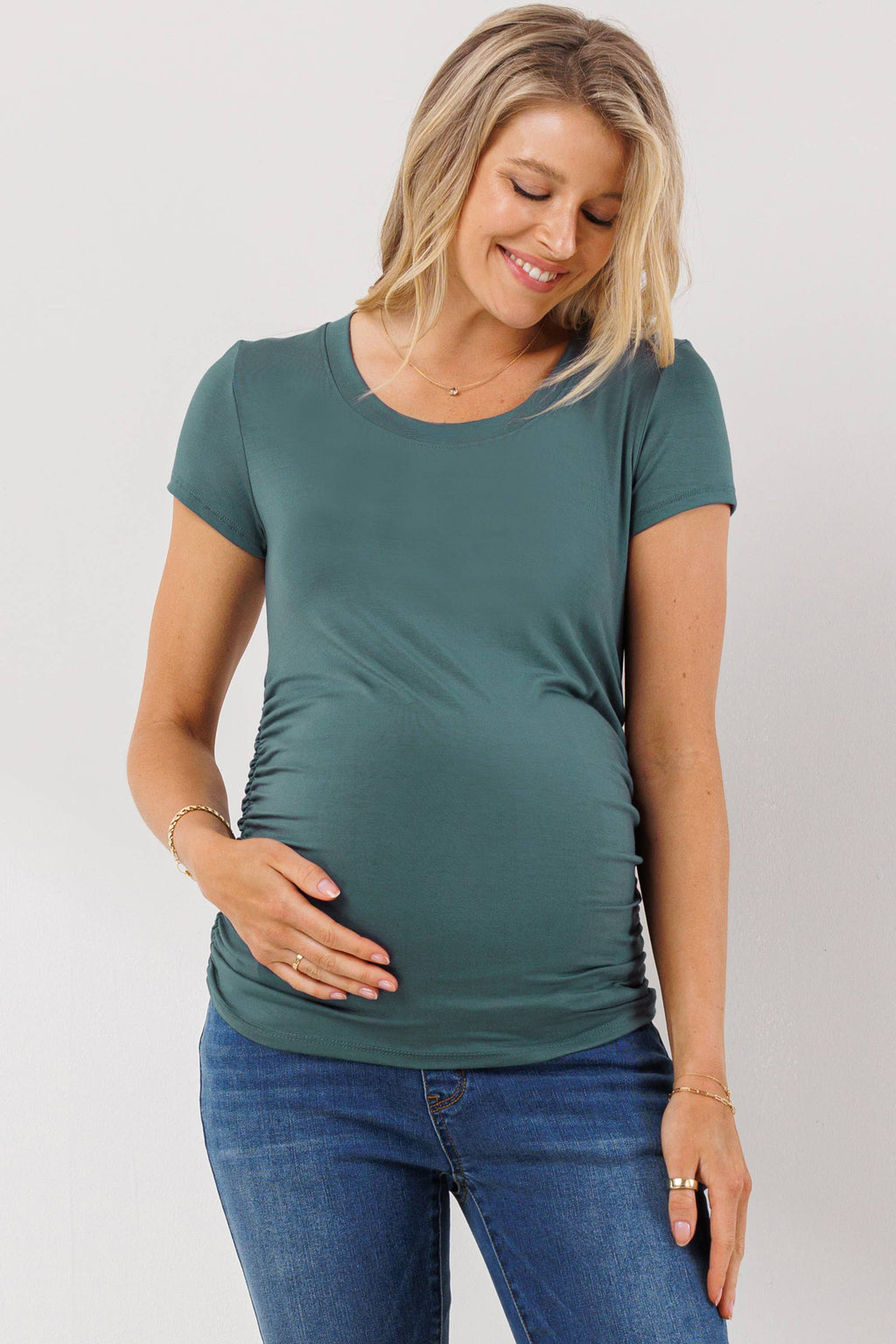 Ruched Short Sleeve Maternity T-Shirt