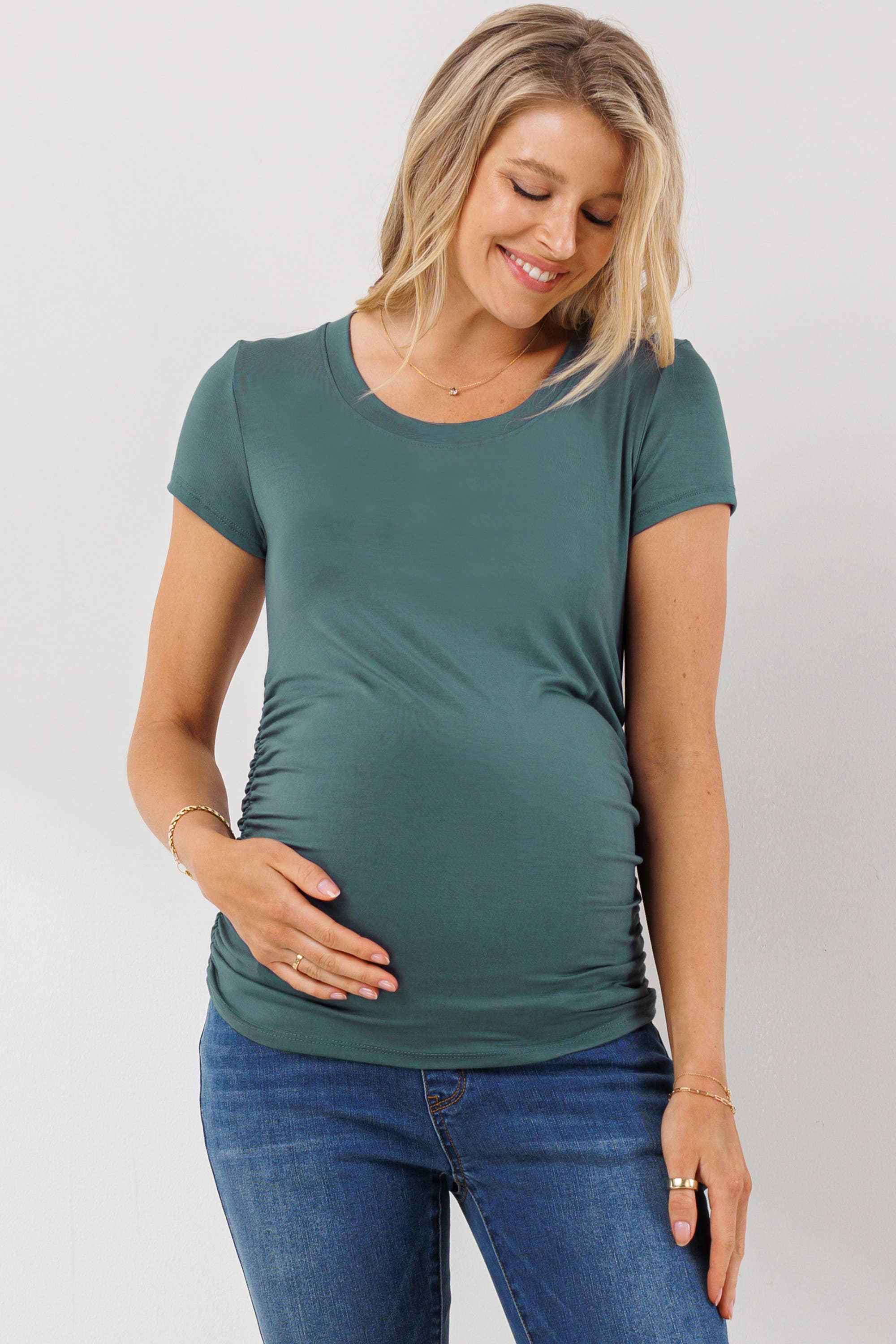 Ruched Short Sleeve Maternity T-Shirt