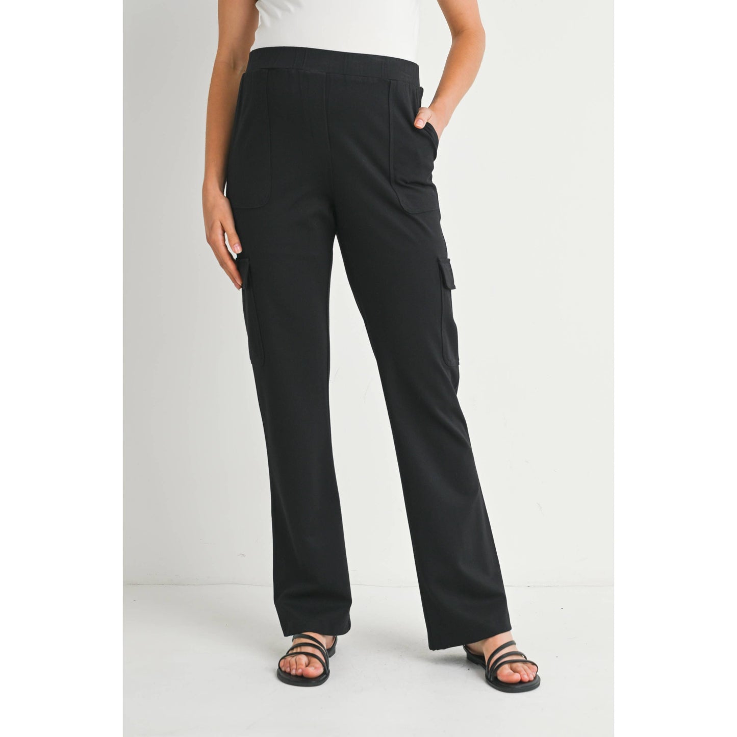 Straight Leg Maternity Knit Cargo Pants