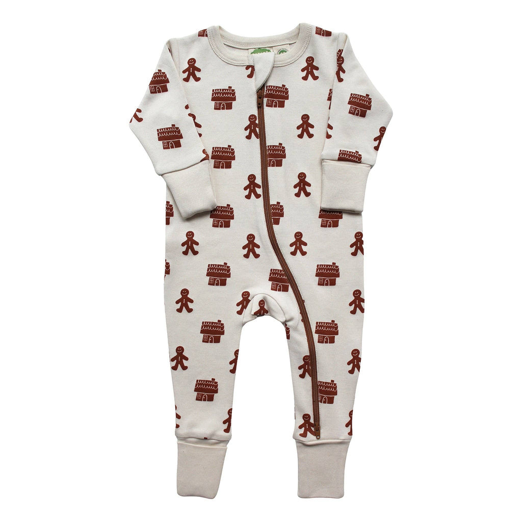 GINGERBREAD Signature Print '2-Way' Zip Romper