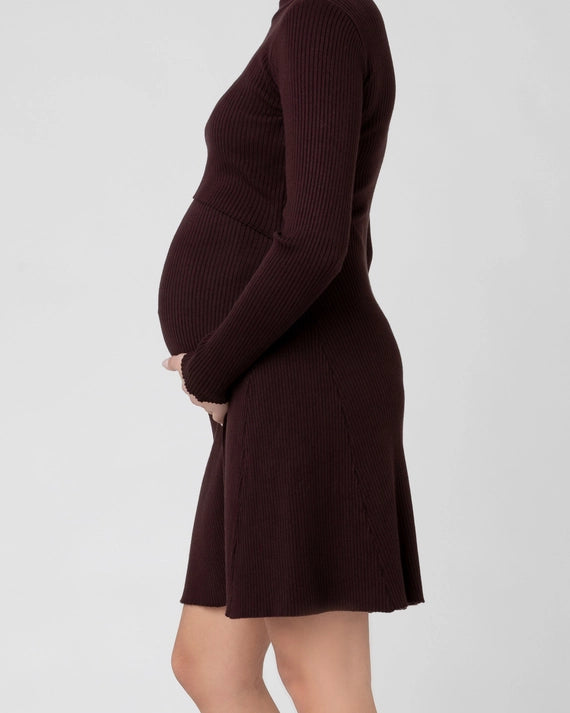 Hailey Rib Knit Dress | Chocolate | Maternity & Nursing