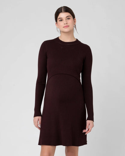 Hailey Rib Knit Dress | Chocolate | Maternity & Nursing