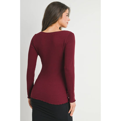 Ribbed Long Sleeve Maternity Knit Top