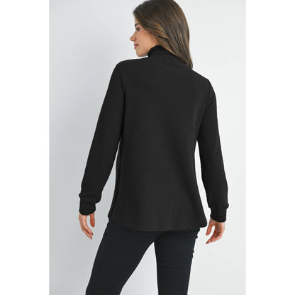 Half Zip Long Sleeve Maternity Knit Top