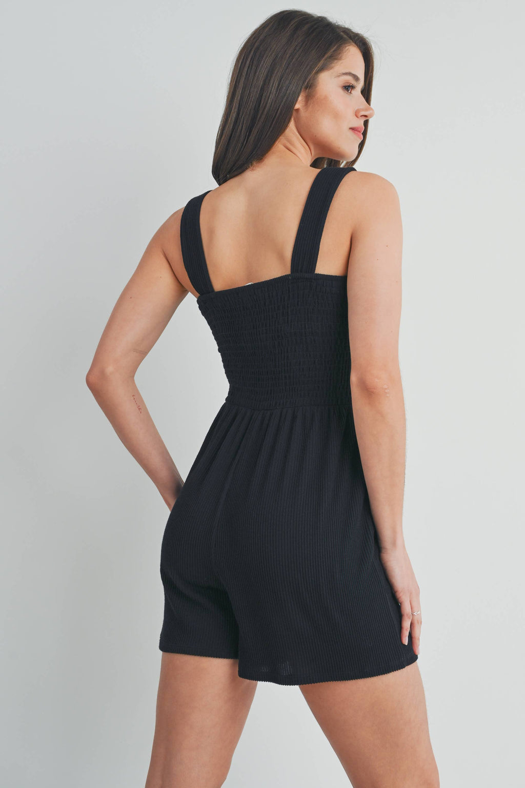Ribbed Smocked Bodice Maternity Romper