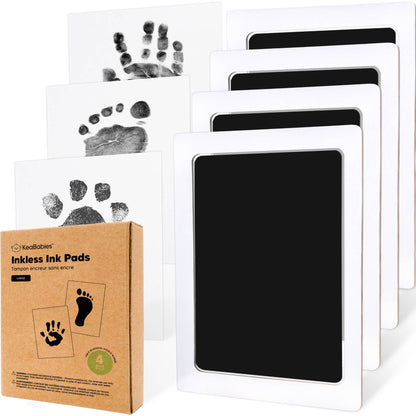 4Pk Inkless Ink Pad, Baby Footprint Kit, Dog Paw Print Kit: Jet Black / Regular