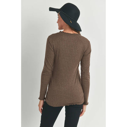 Ribbed Crewneck Long Sleeve Maternity Top