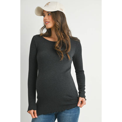 Ribbed Long Sleeve Maternity Knit Top