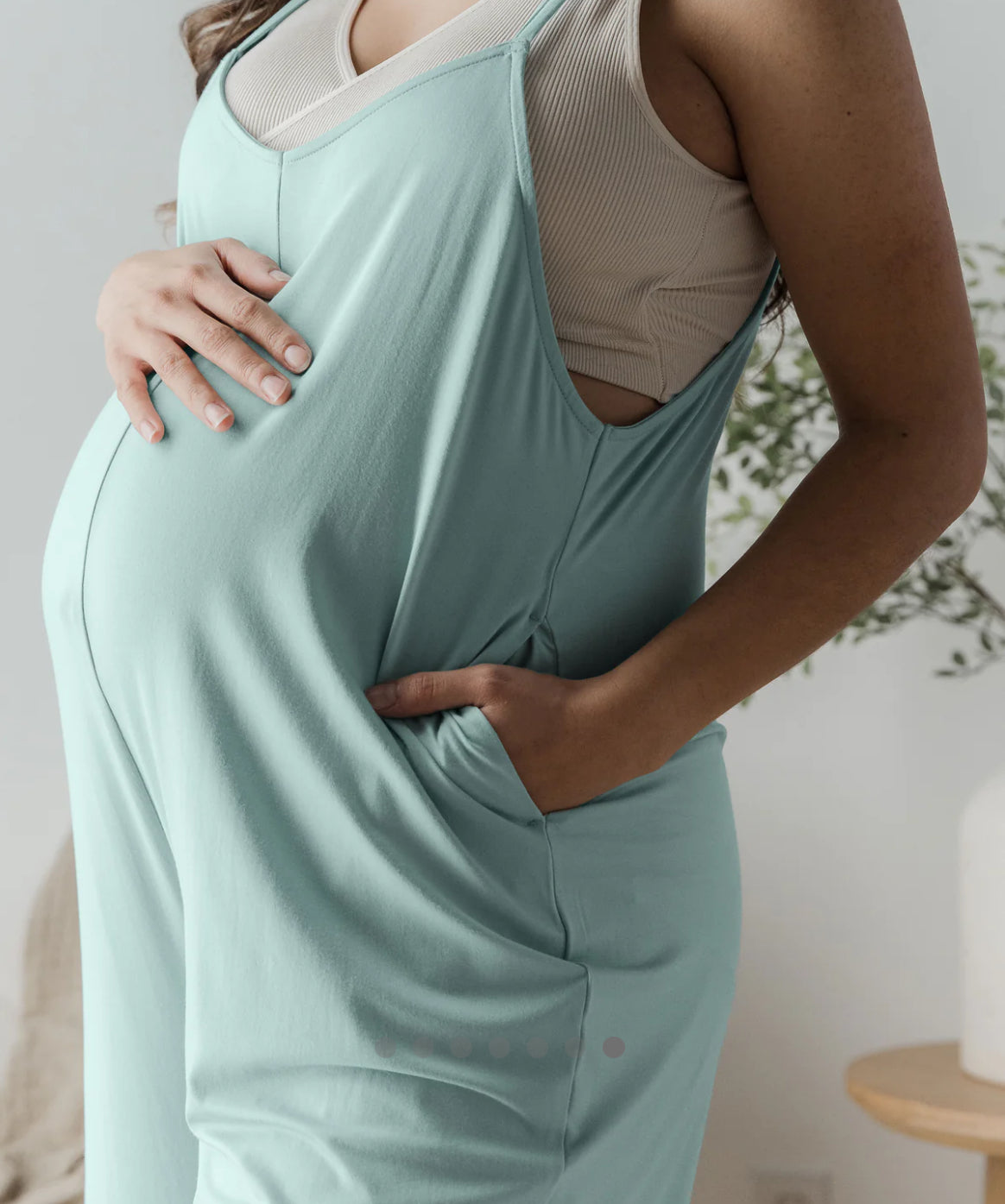 Charlie Maternity & Nursing Romper: Blue Green