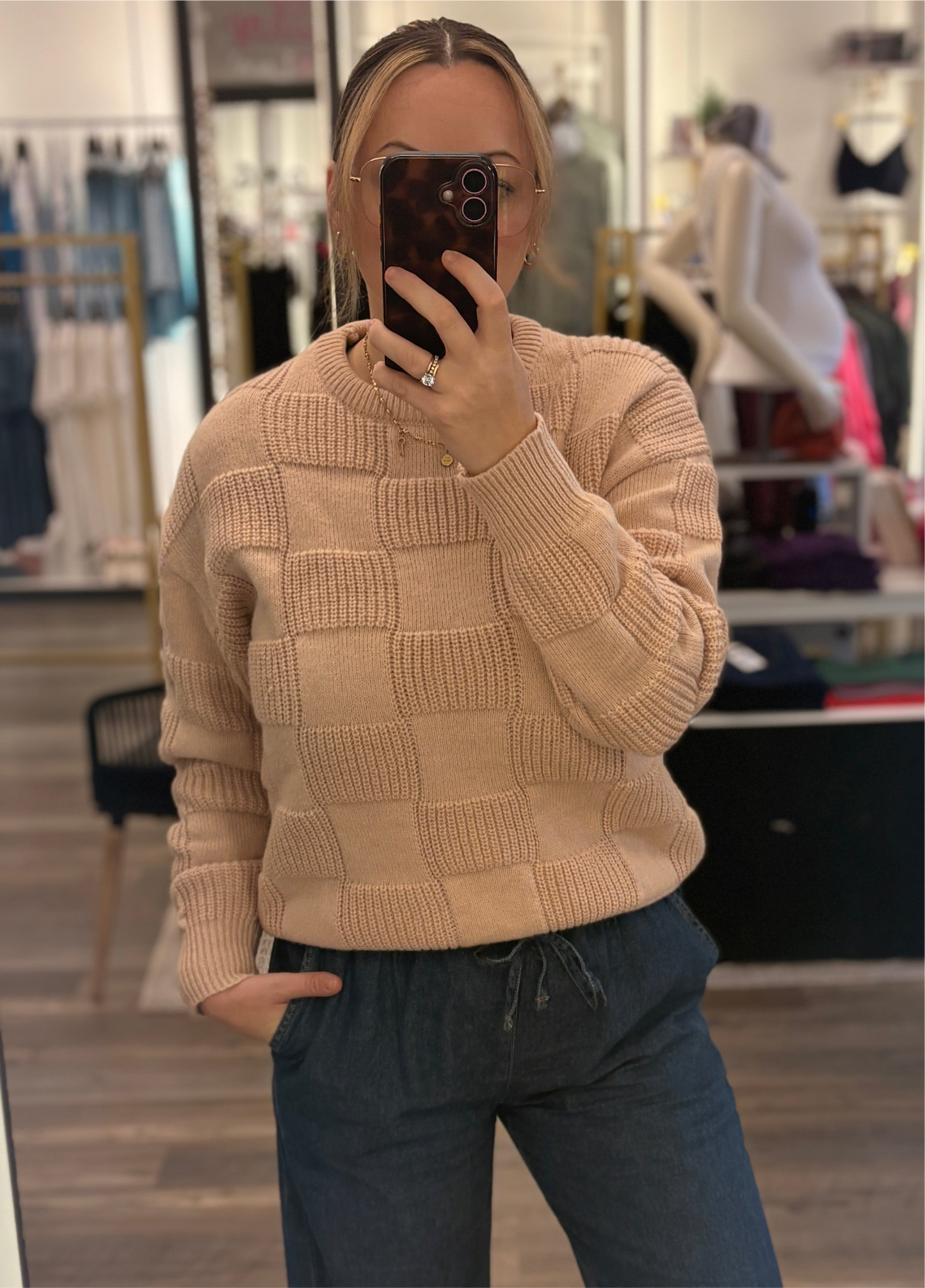 Chels Checkered Knit Sweater