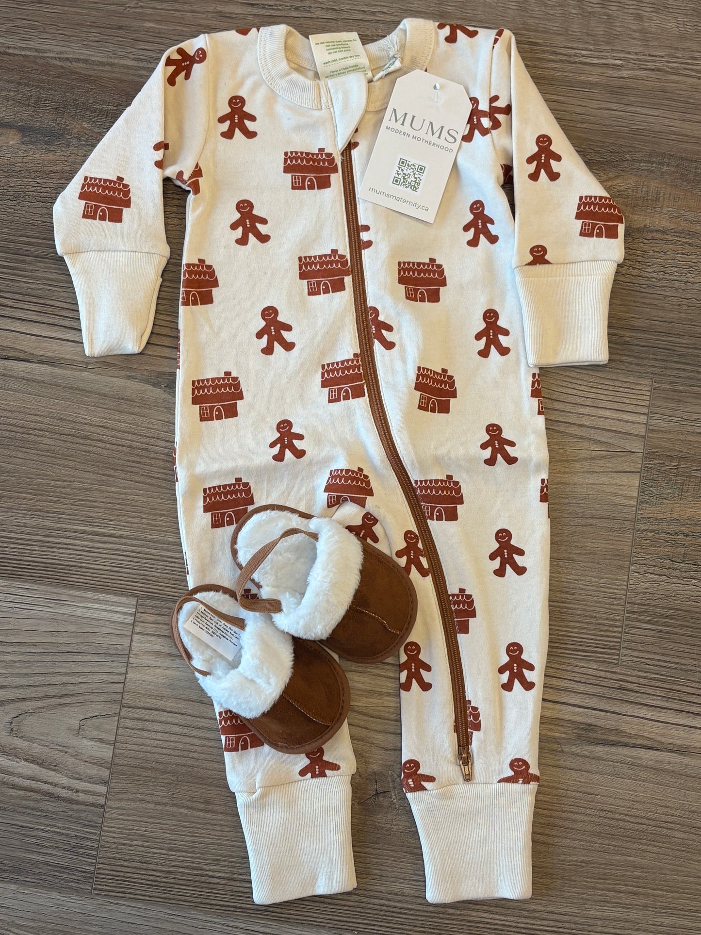 GINGERBREAD Signature Print '2-Way' Zip Romper