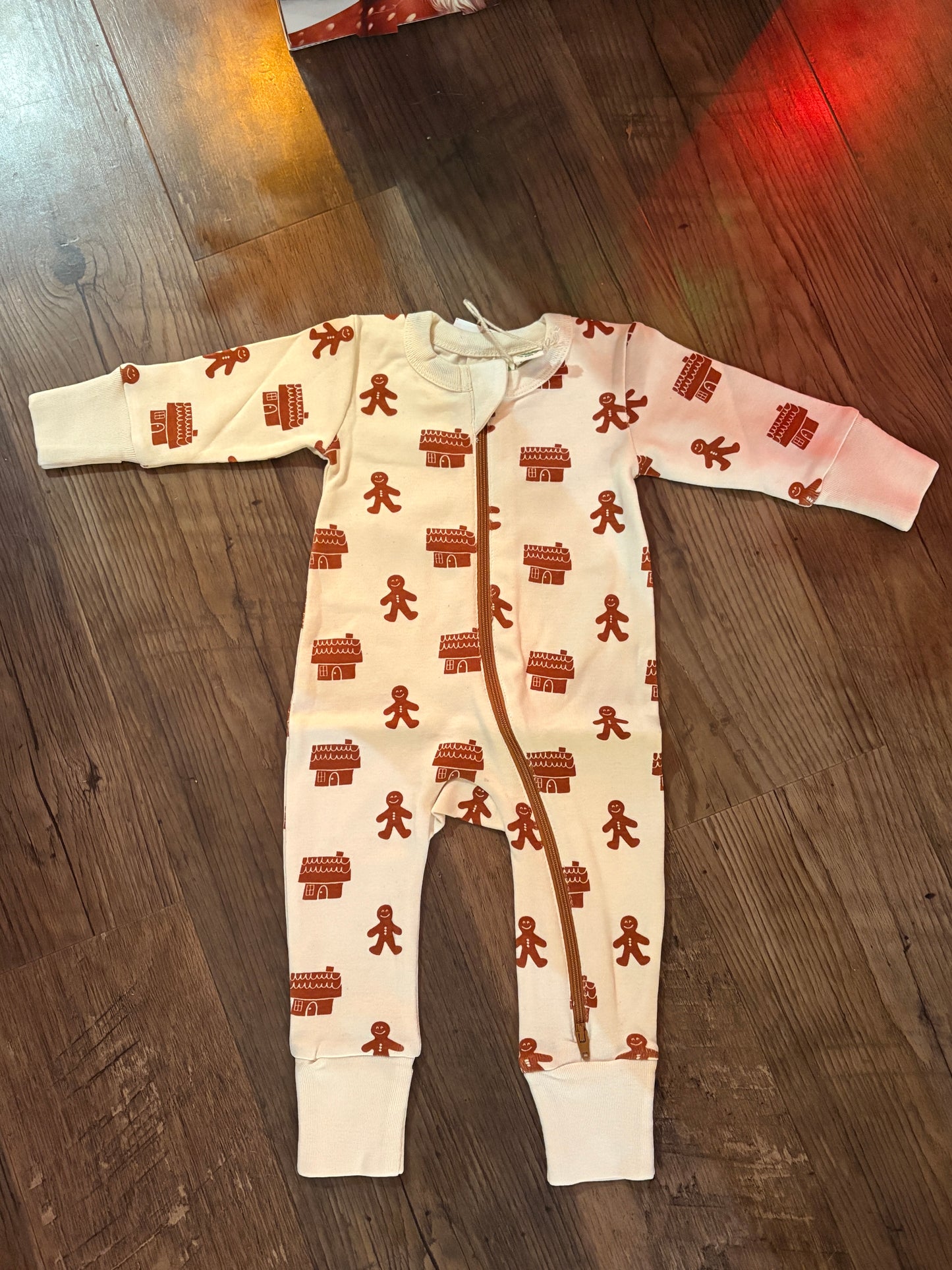 GINGERBREAD Signature Print '2-Way' Zip Romper