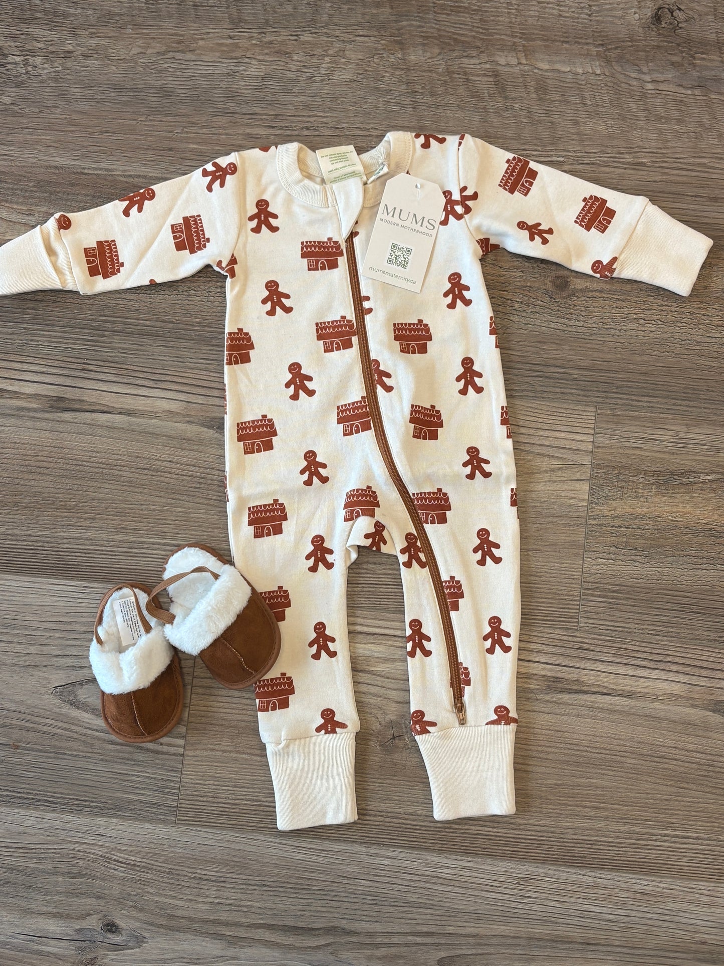 GINGERBREAD Signature Print '2-Way' Zip Romper
